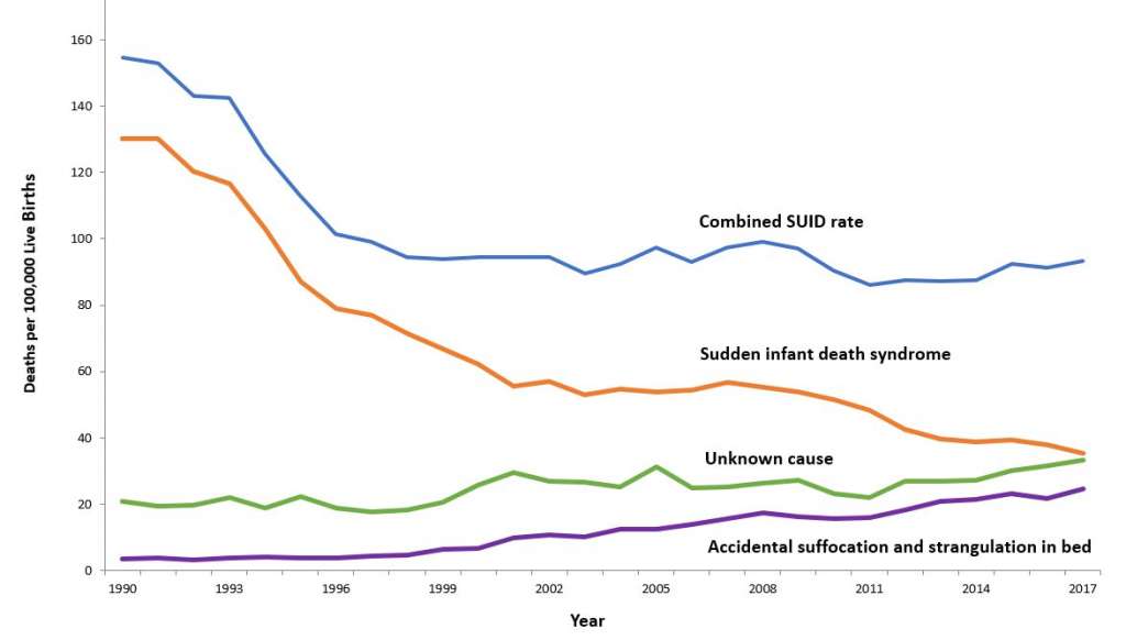 Sids - vývoj počtu náhlych úmrtí v rokoch 1990 - 2017